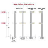 Webforge Locker, Monowills Welded Side Offset stanchions, Standard Drill, Drilled Left or right side Only,