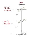 Angle Mount Aluminium Stanchion, 50mm O.D, 6mm pipe thickness