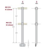Side Aluminium Stanchion, 50mm O.D, 6mm pipe thickness