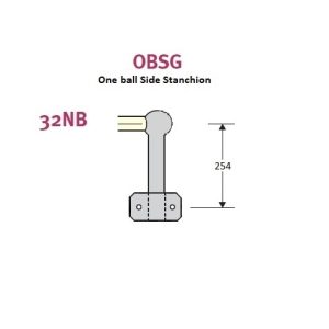 One ball side stanchion, drilled left side only , hot dip galvanised