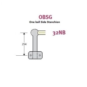 One ball side stanchion, drilled right side only, hot dip galvanised